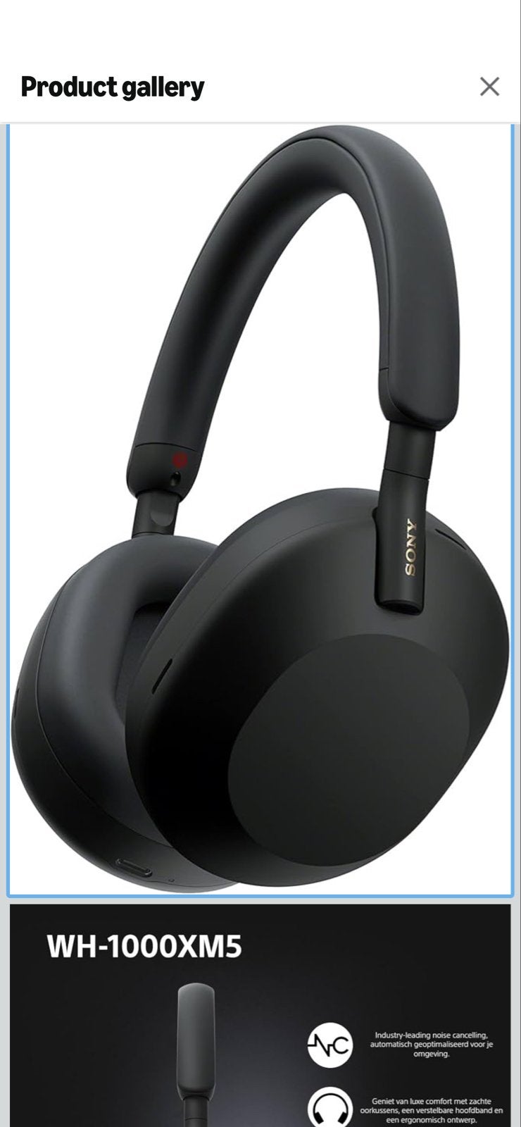 Sony WH-1000XM5 Noise Cancelling Koptelefoon Zwart