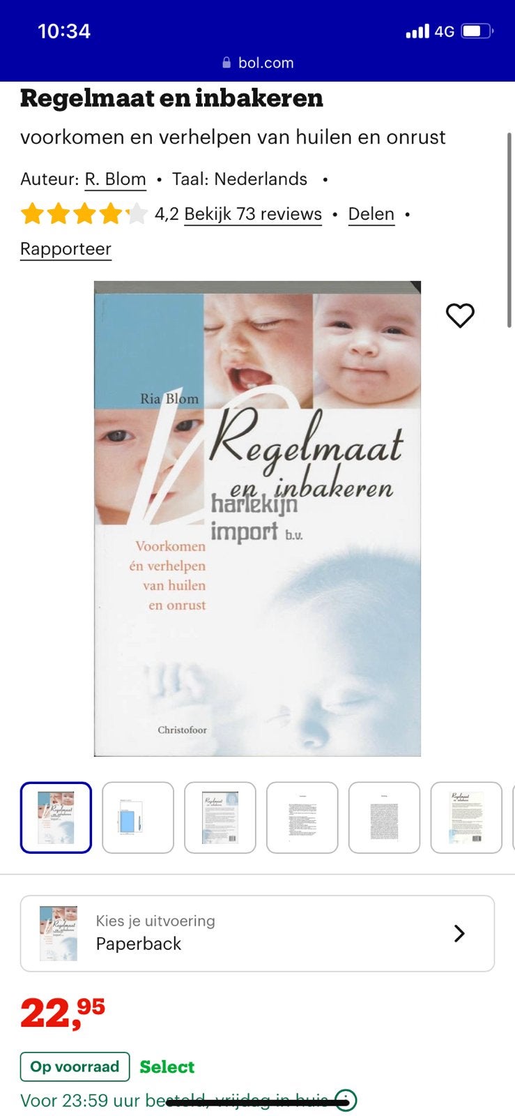 R. Blom - Regelmaat en inbakeren, Boeken, Nieuw, Ophalen of Verzenden, 0 tot 6 maanden, R. Blom