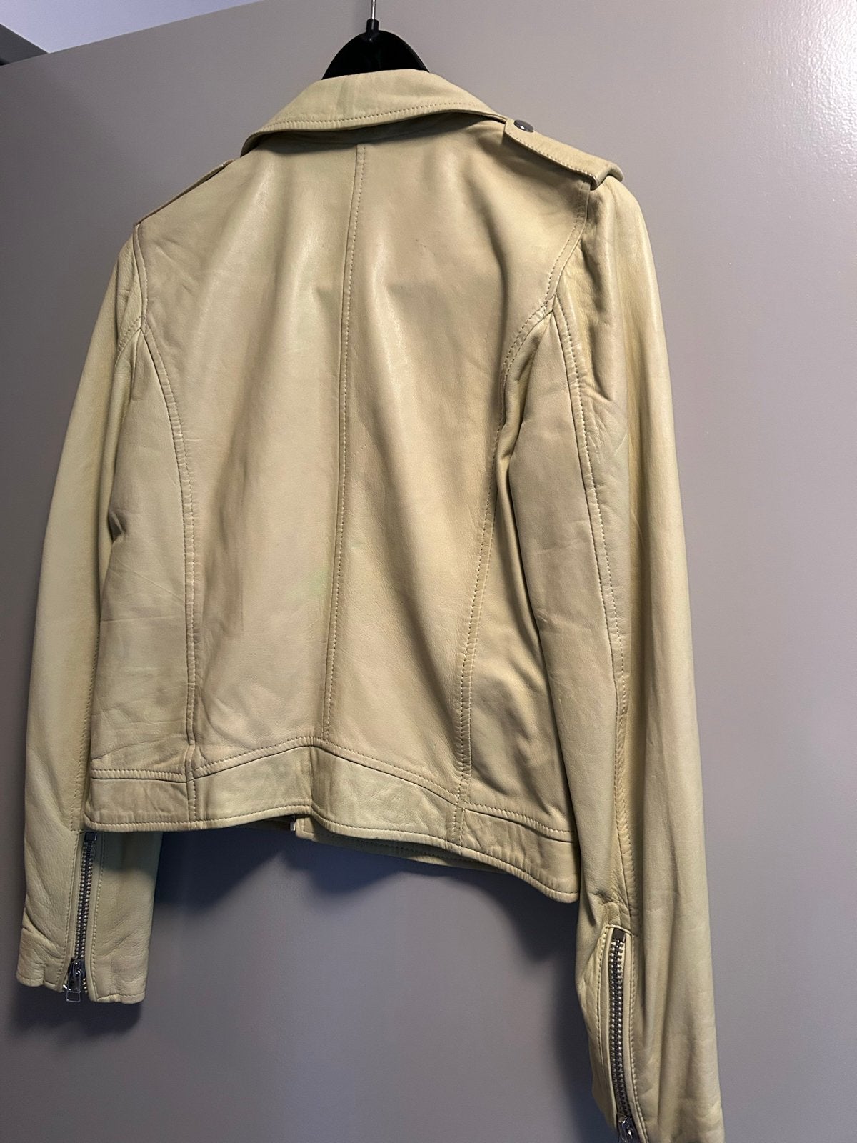Goosecraft Leren Bikerjack - Nieuw met labels, Kleding | Dames, Jassen | Zomer, Ophalen of Verzenden, Nieuw, Maat 36 (S), Beige
