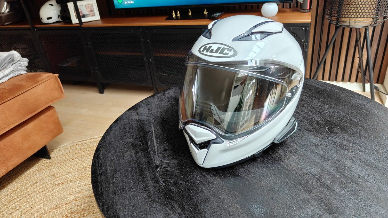 HJC F70 Motorhelm Integraal maat M + Smart HJC 20B, Ophalen, Tweedehands, Dames