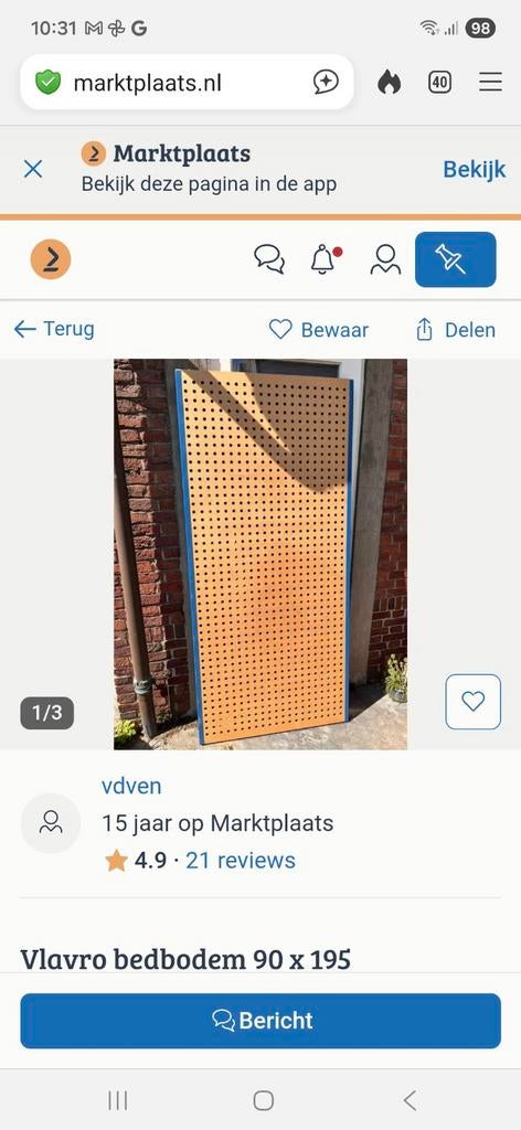 vlavo gaatjesboard bedbodem gezocht, Ophalen of Verzenden, Zo goed als nieuw, Eenpersoons, 90 cm