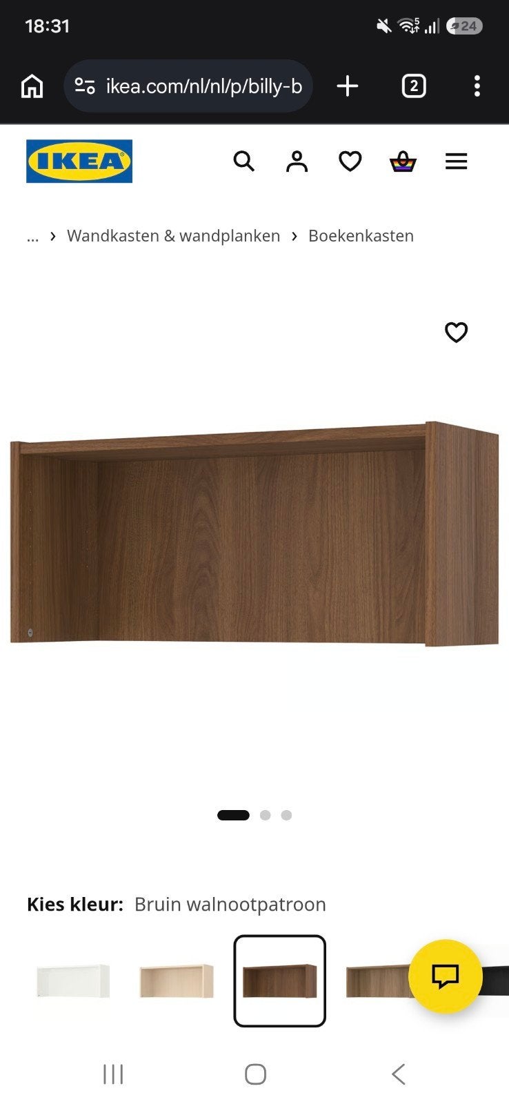 IKEA Billy Bovenstuk Eikenhout Donkerbruin, Ophalen, Met plank(en), Eikenhout, Nieuw