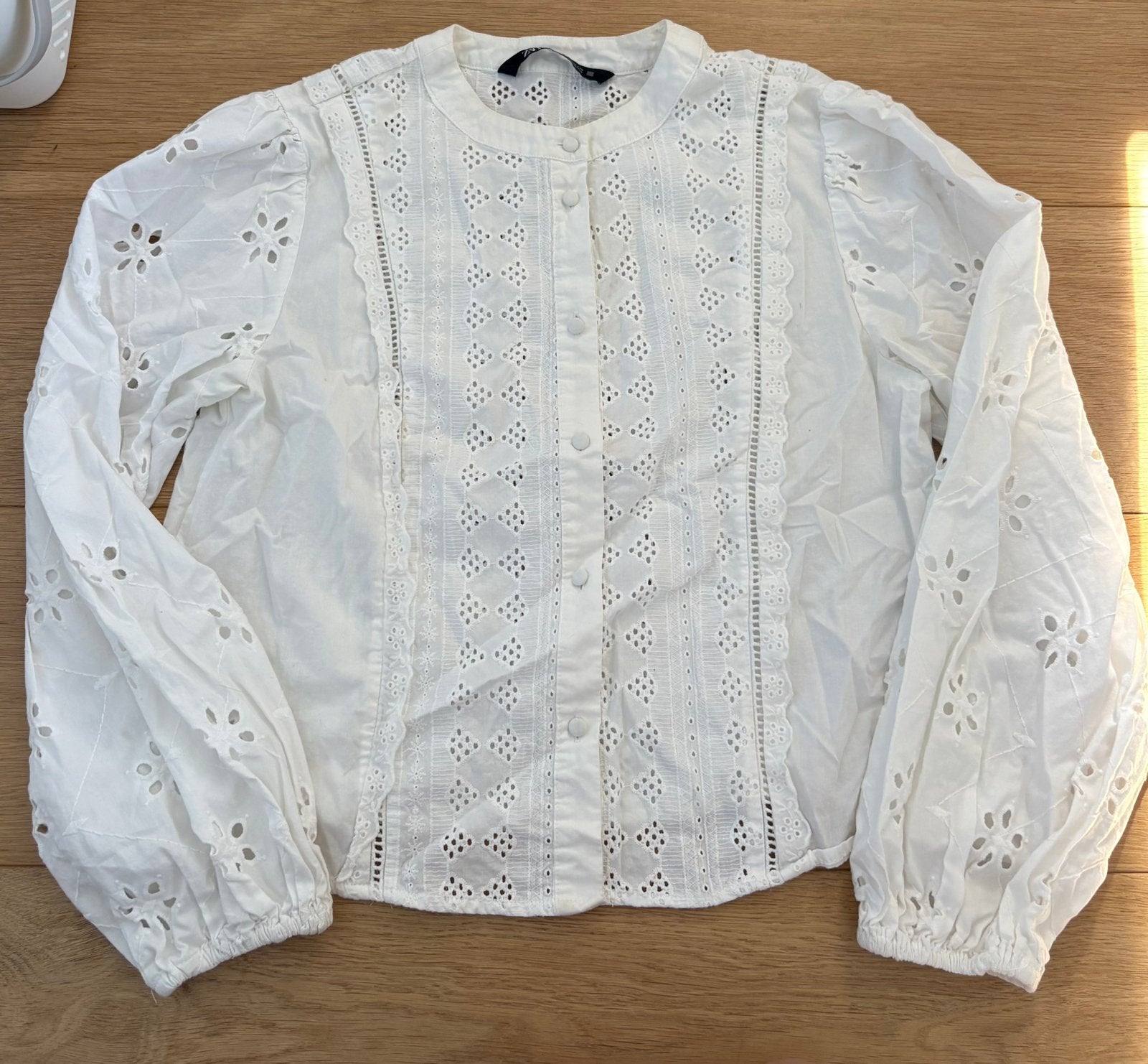Witte blouse van de Zara in maat S, Ophalen of Verzenden, Gedragen, Maat 36 (S), Wit