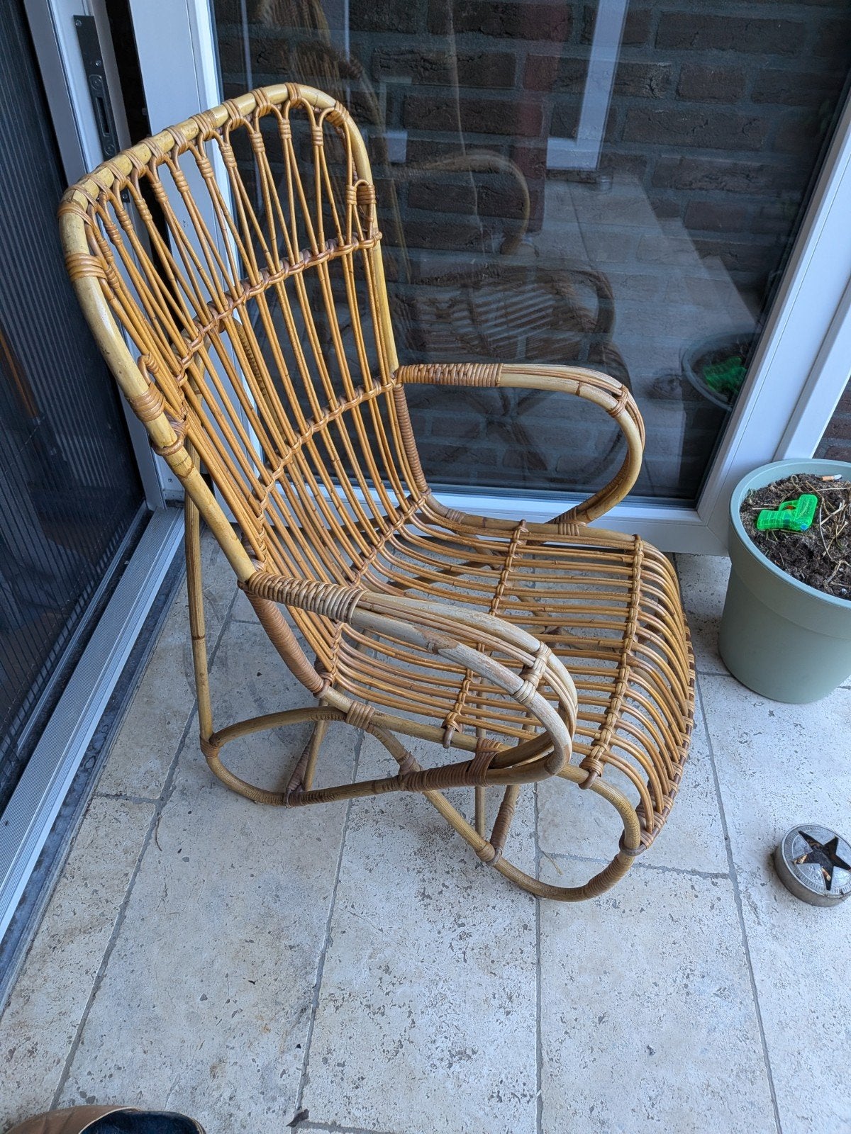 Vintage rotan stoel, ontwerp Dirk van Sliedrecht voor Rohé, Ophalen