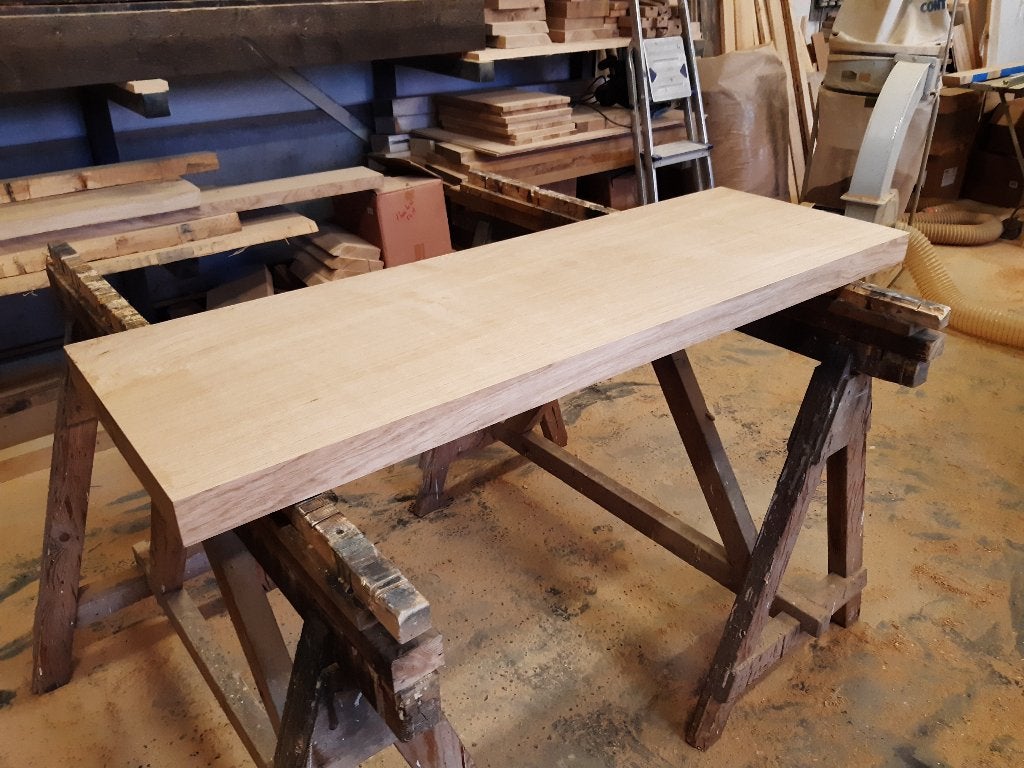 wastafelblad , plank massief eiken , boomrand, Huis en Inrichting, Badkamer | Badkamermeubels, Nieuw, Overige typen, Minder dan 100 cm