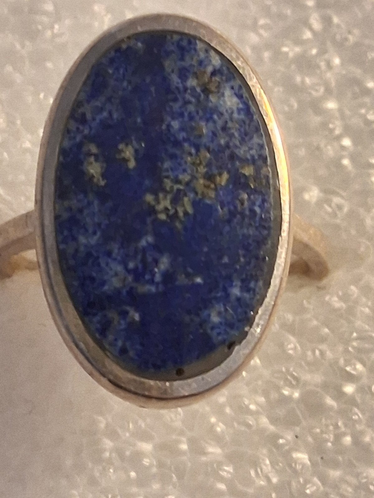 Zilveren ring met Lapis lazuli steen --ringmaat 19, Blauw, 19 tot 20, Nieuw, Ophalen of Verzenden