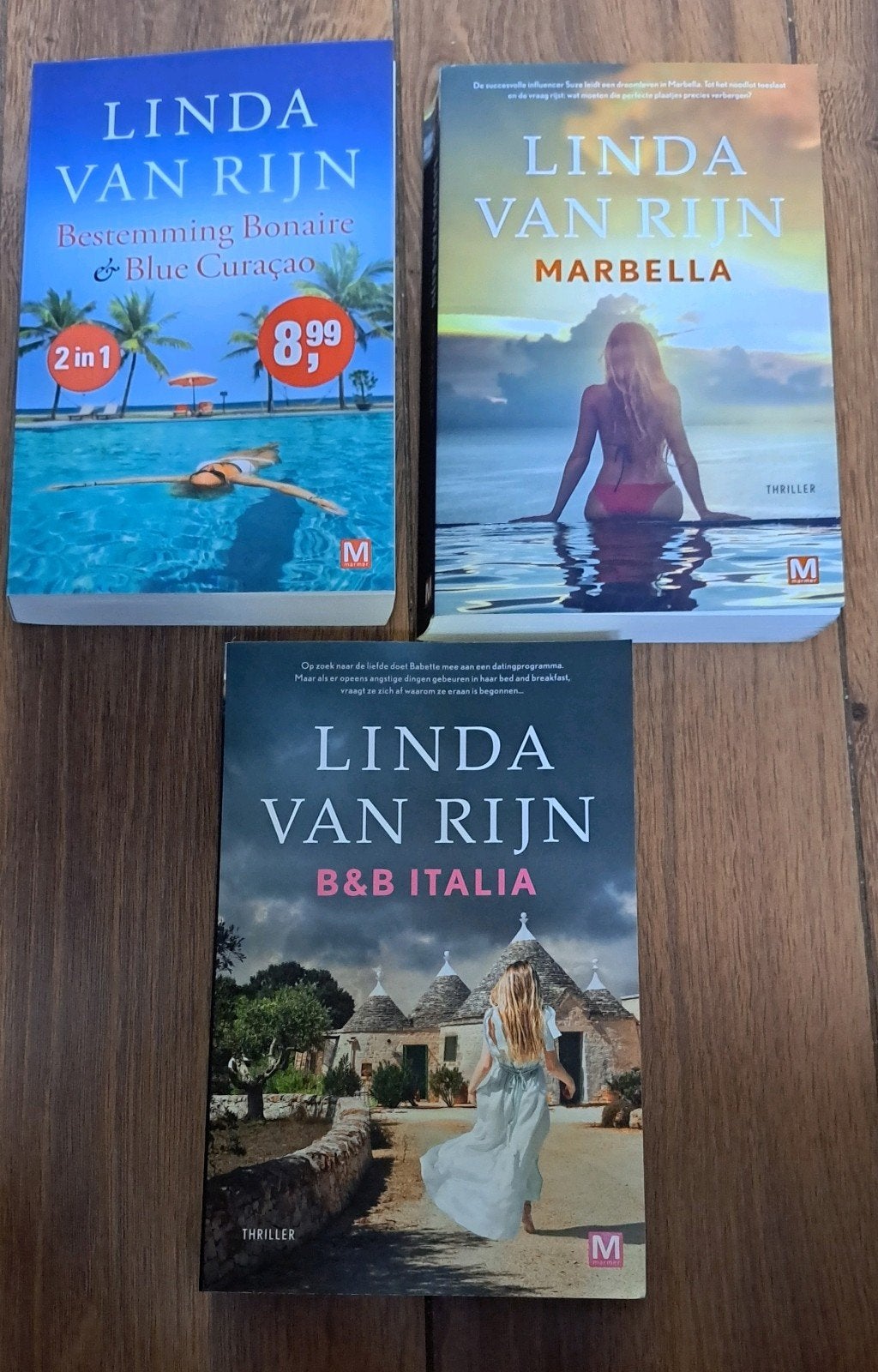 Linda van Rijn boeken: Bestem. Bonaire, Marbella, B&B Ital, Ophalen of Verzenden, Gelezen, Linda van Rijn