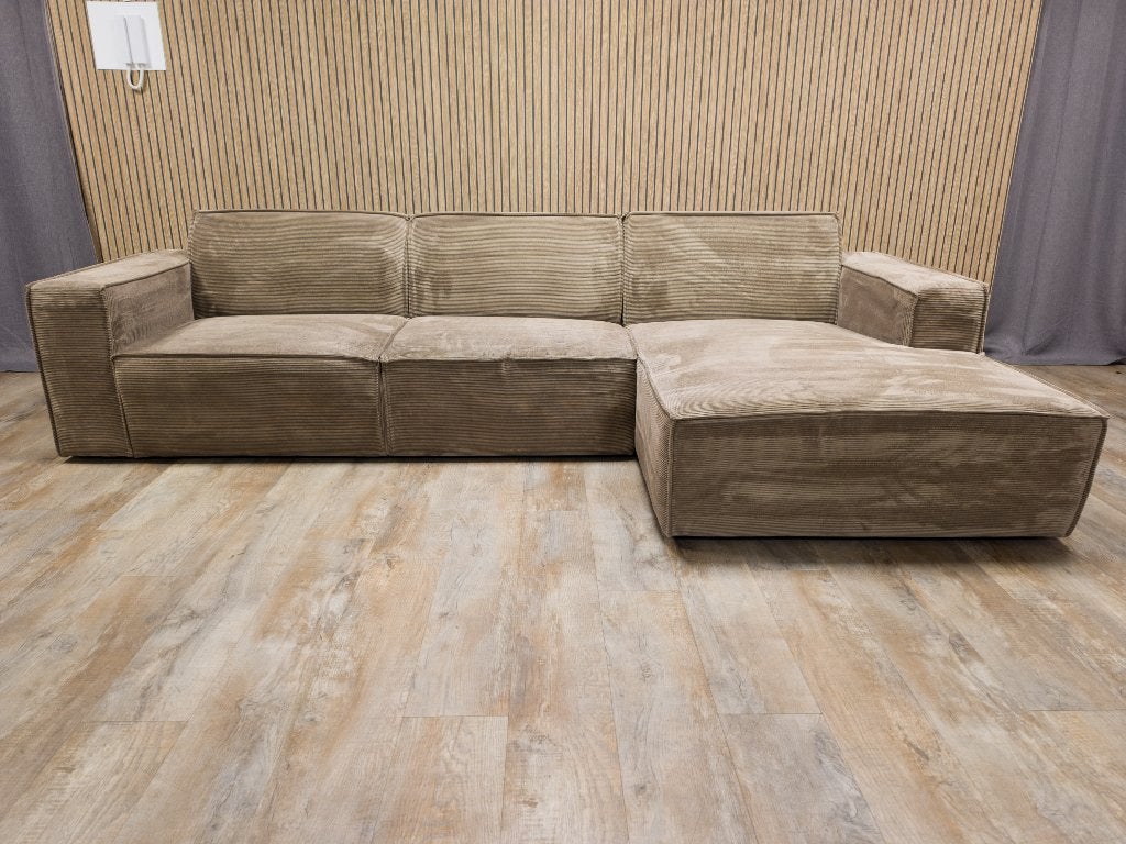 Z.G.A.N Taupe Bruin RIBSTOF Hoekbank, Huis en Inrichting, Info@banxtel.nl, 3194DC, Hoekbank, Ophalen of Verzenden