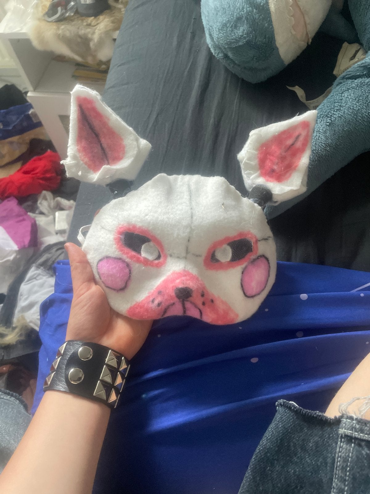 Handgemaakt Dierenmasker - funtime foxy fnaf, Verzenden, Handgemaakt, Zo goed als nieuw, Knutselwerk