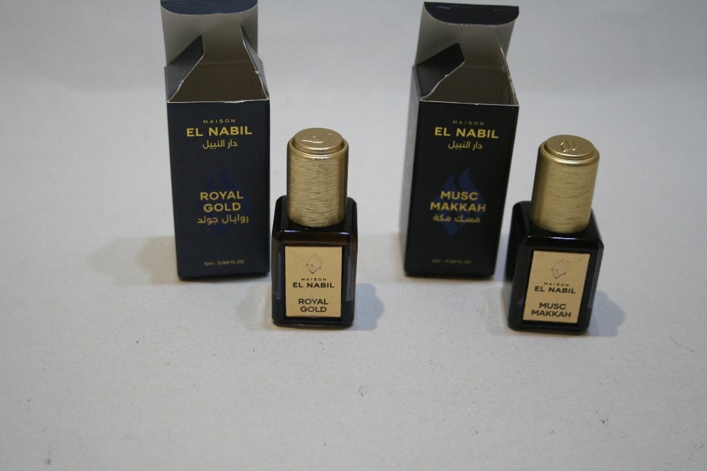 2 x El Nabil 5 ml parfum Musk makkah & Royal Gold New OVP, Verzenden, Nieuw, Miniatuur, Gevuld