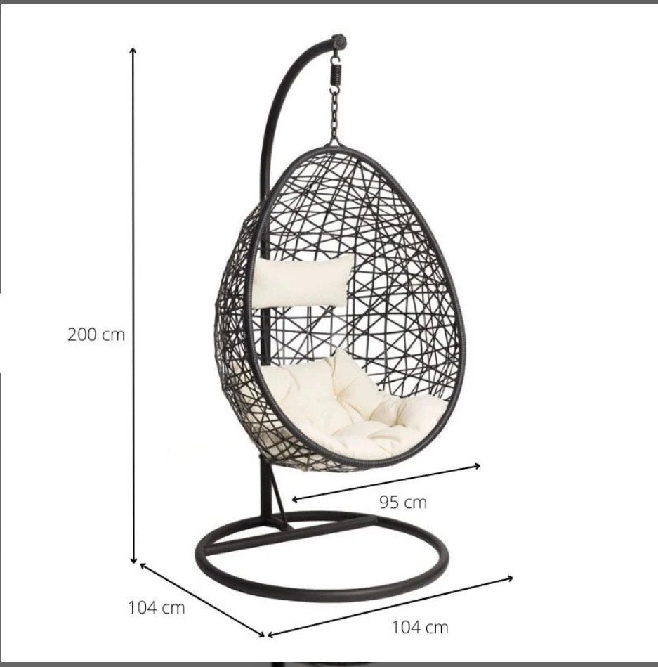 Comfortabele Xenos hangstoel met standaard - Zwart, Ophalen, Zwart, Nieuw, Metaal