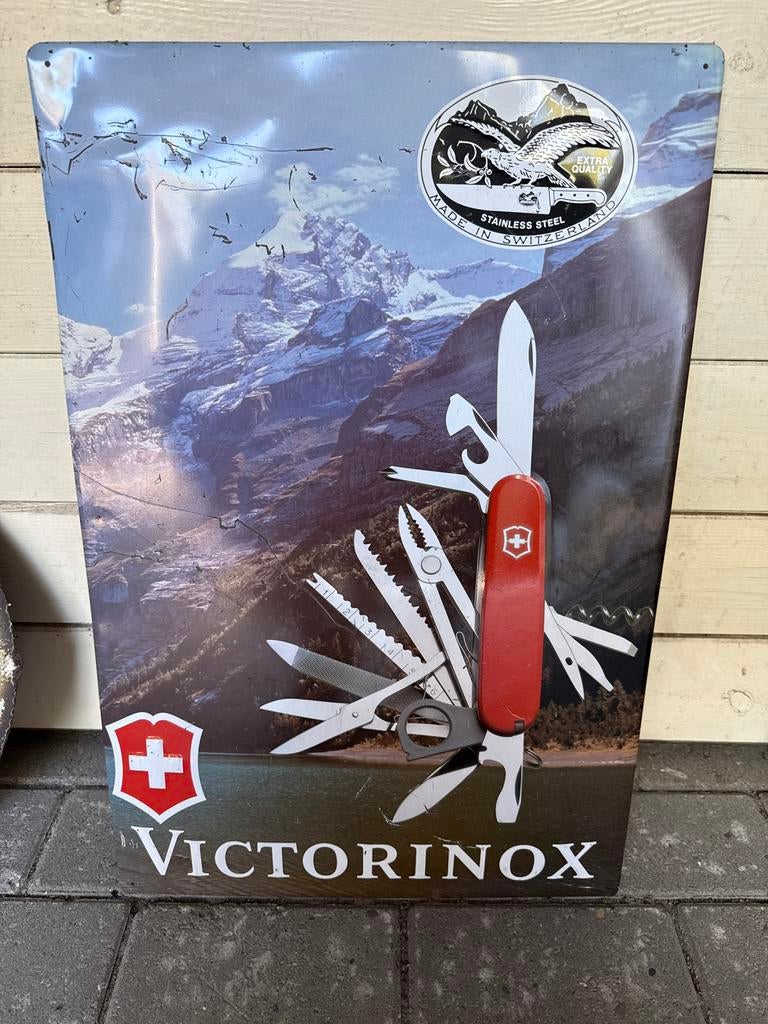 Emaillebord Victorinox Zwitsers Zakmes Reclamebord, Antiek en Kunst, Ophalen of Verzenden