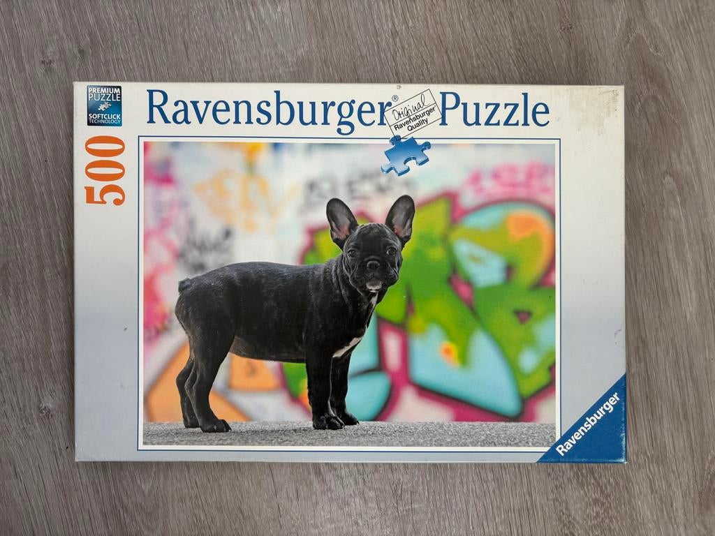 Ravensburger Puzzel Franse Bulldog 500 stukjes, Ophalen of Verzenden, 500 t/m 1500 stukjes, Gebruikt, Legpuzzel