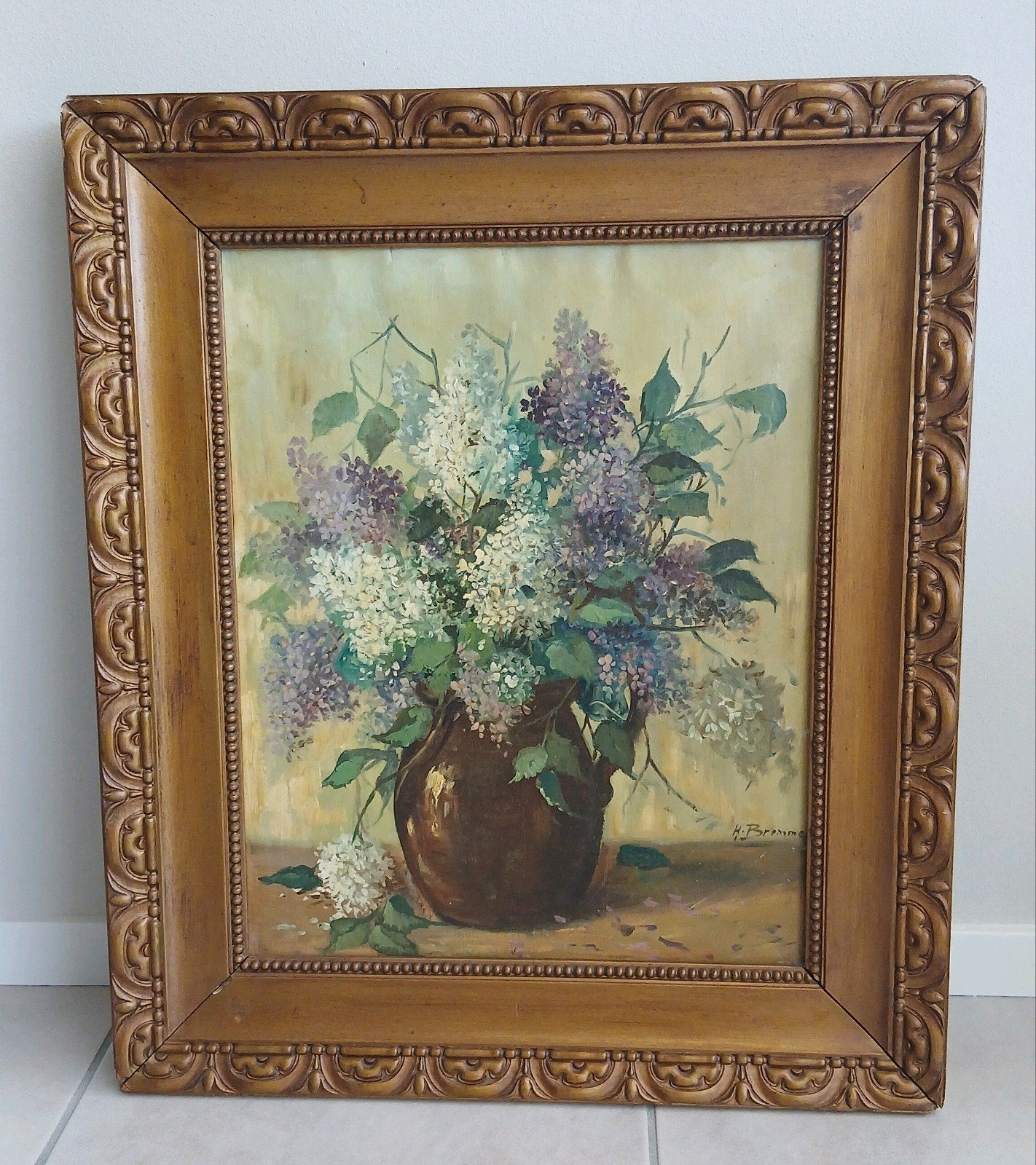 oud schilderij bloemboeket gesigneerd, Ophalen of Verzenden