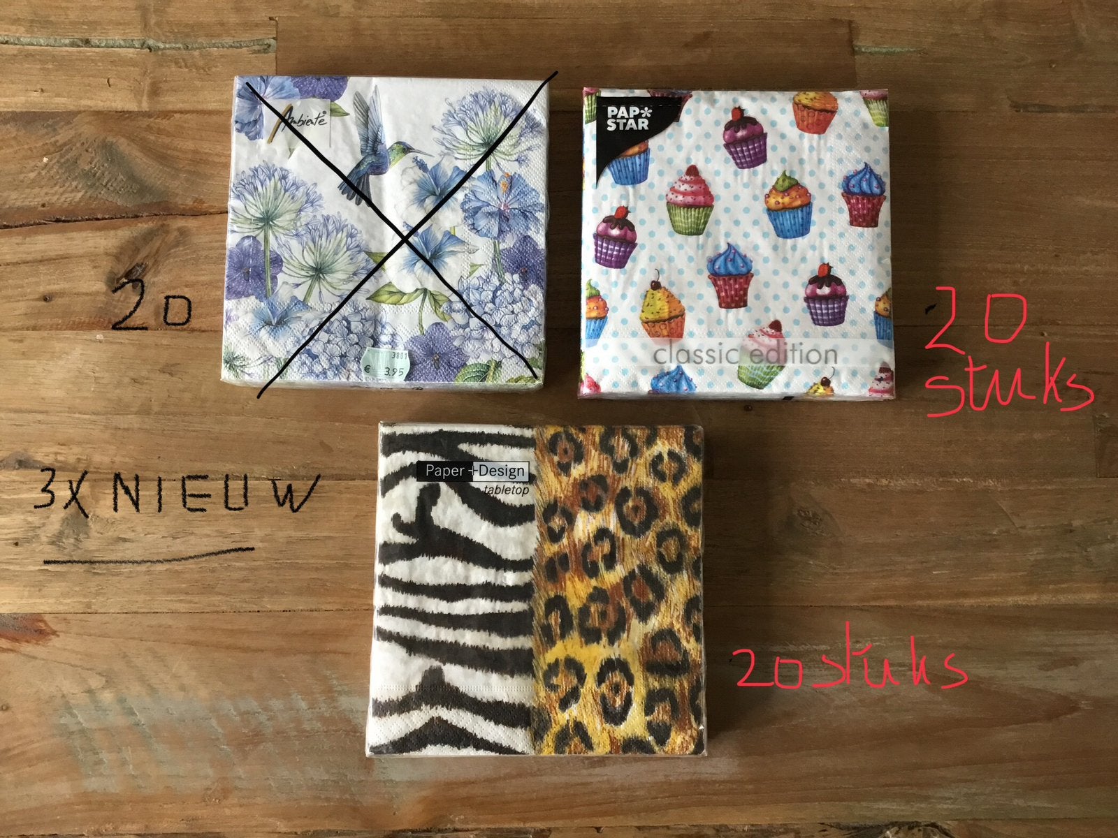 Nieuw pakje servetten 20 stuks., Hobby en Vrije tijd, Ophalen of Verzenden, Nieuw