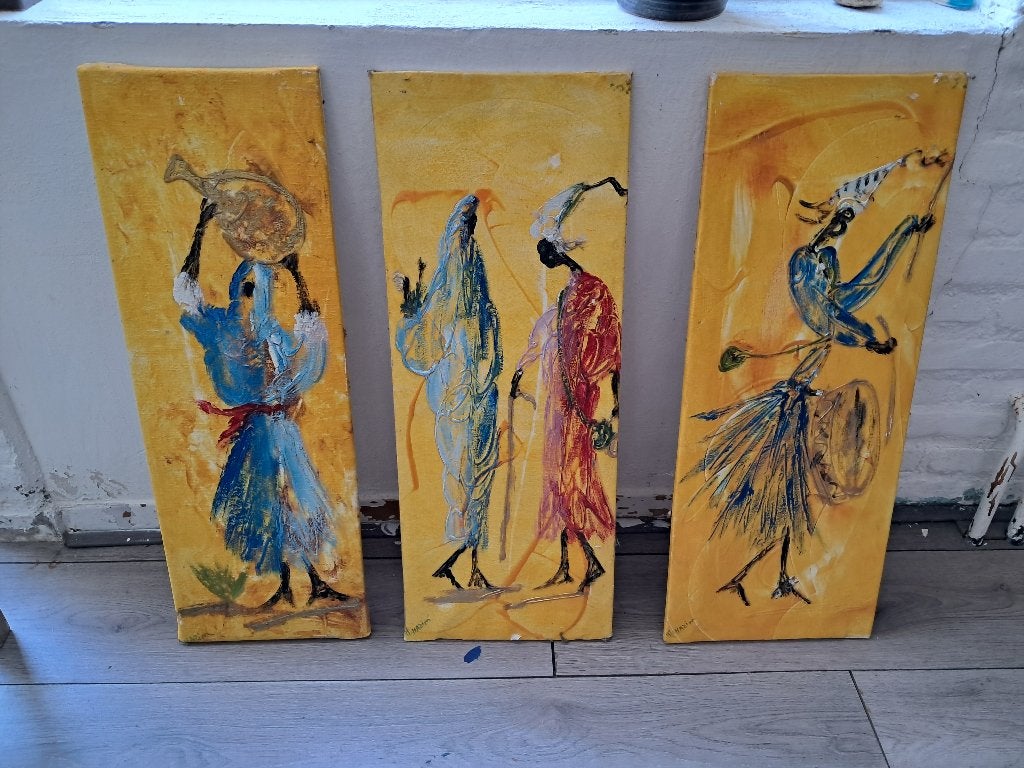 3 mooie marokkaanse schilderijen (zo goed als nieuw), Antiek en Kunst, Kunst | Schilderijen | Klassiek, Ophalen, Origineel werk