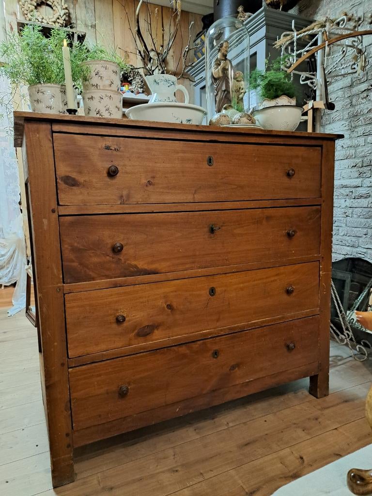 Grote Belgische ladekast - Origineel hout - Vintage, Antiek en Kunst, Ophalen