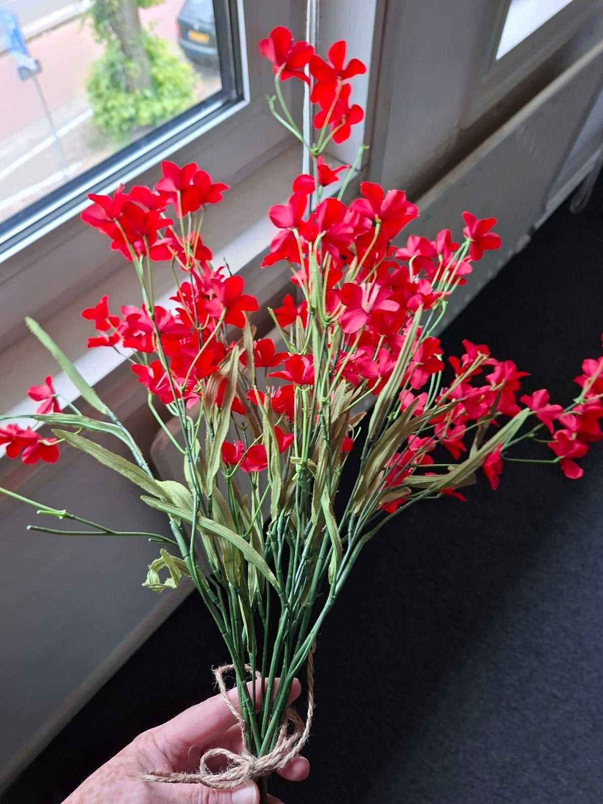 8 kunstbloemen - Rode bloesem, Binnen, Ophalen of Verzenden, Zo goed als nieuw, Kunststof
