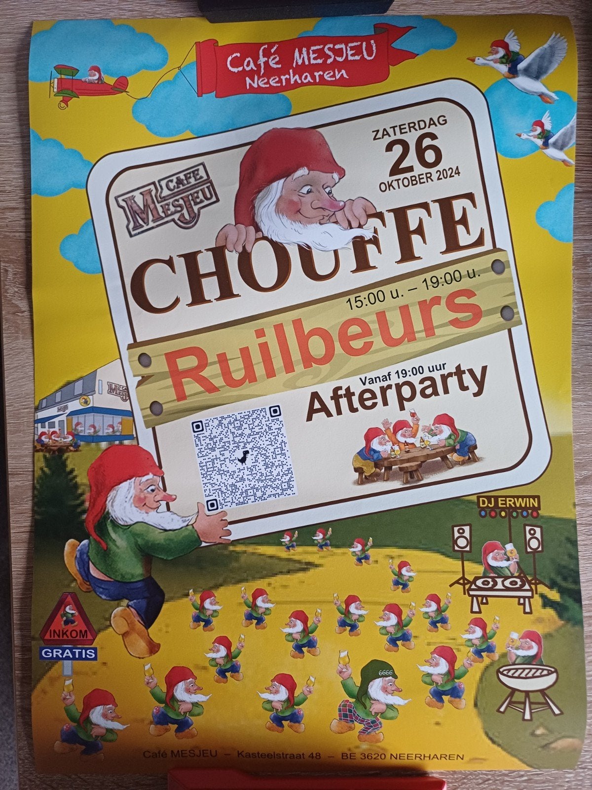 La Chouffe Ruilbeurs Afterparty Reclame Poster, Ophalen of Verzenden, Nieuw, Reclamebord, Plaat of Schild, Overige merken