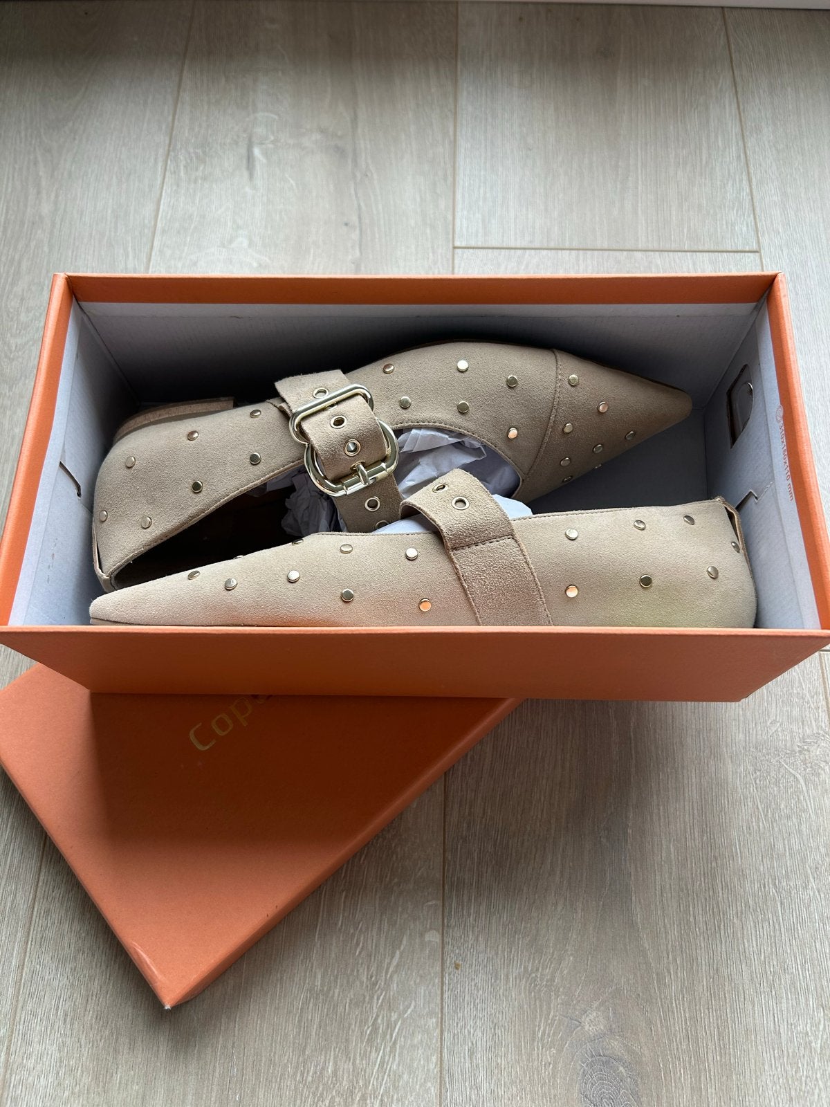Copenhagen Shoes Ballerina's met studs - Zo goed als nieuw, Ophalen, Zo goed als nieuw, Beige, Ballerina's