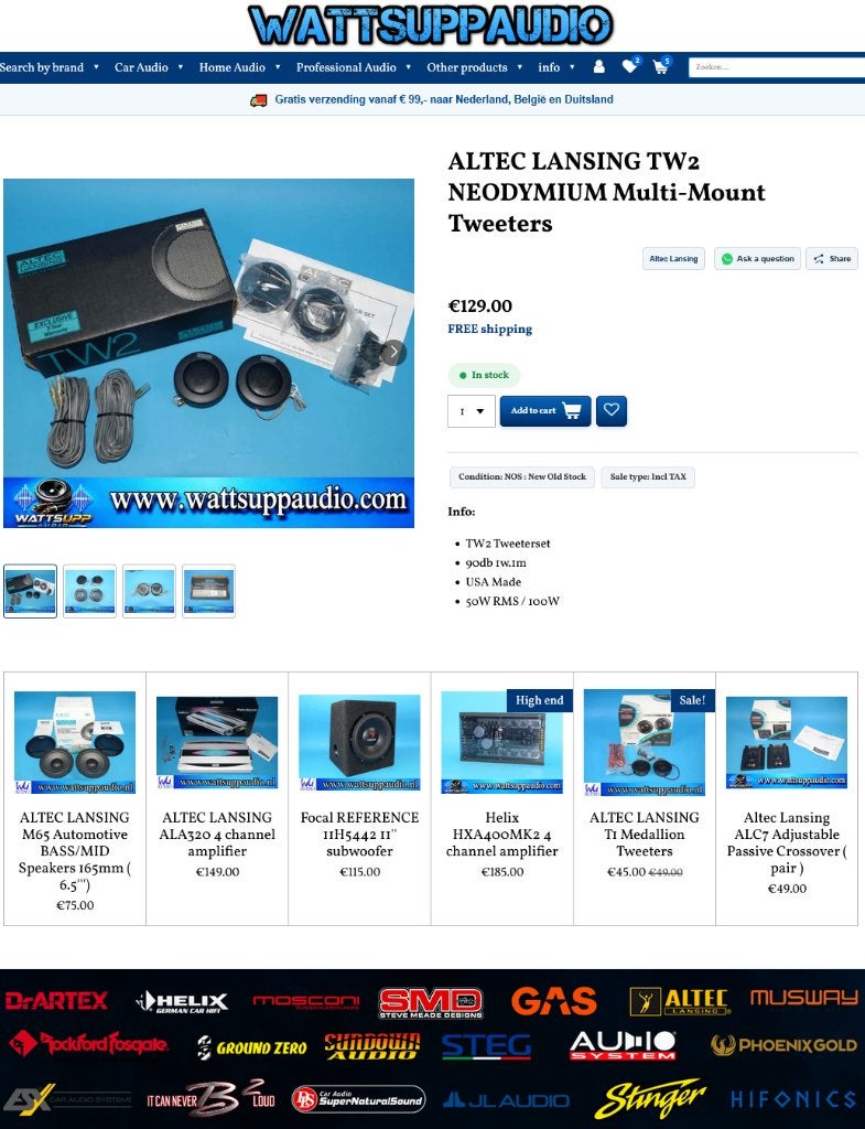 ALTEC LANSING TW2 NEODYMIUM Multi-Mount Tweeters, ., Nieuw, Ophalen of Verzenden, ALTEC