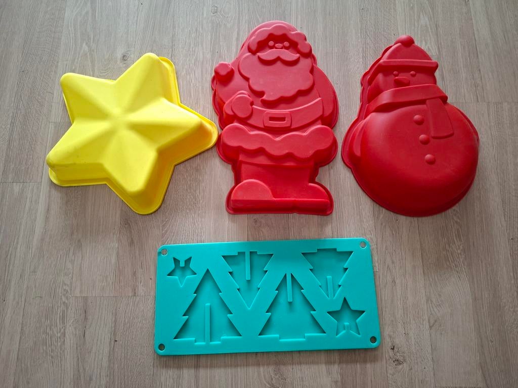 Kerst bakvormen siliconen kerstman, sneeuwpop, Ophalen of Verzenden, Meerkleurig, Overige merken, Rubber/elastomeren
