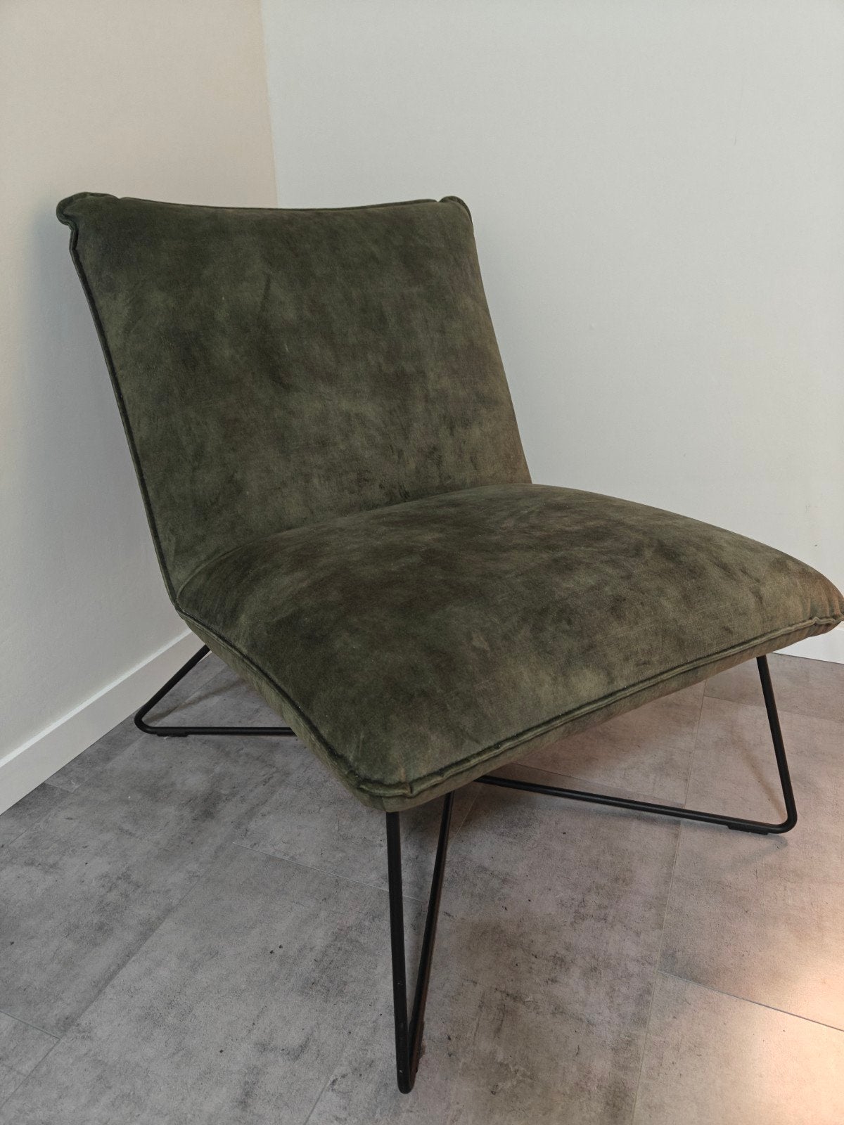 Comfortabele groene fauteuil, Huis en Inrichting, Ophalen, Overige kleuren, Zo goed als nieuw, Metaal