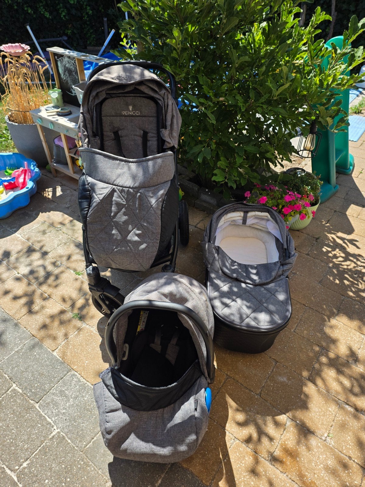 Venicci 3-in-1 Kinderwagen met Reiswieg en Maxi-Cosi, Gebruikt, Combiwagen, Met reiswieg, Ophalen