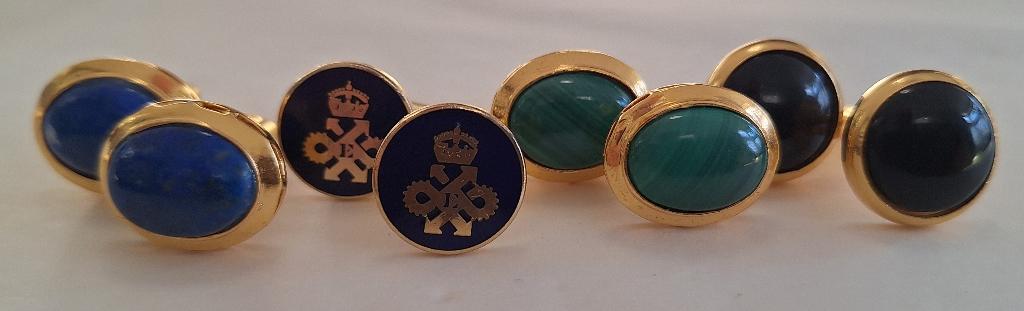Goudkleurige manchetknopen, sommige met (half)edelsteen, Sieraden, Tassen en Uiterlijk, Manchetknopen, Ophalen of Verzenden, Zo goed als nieuw