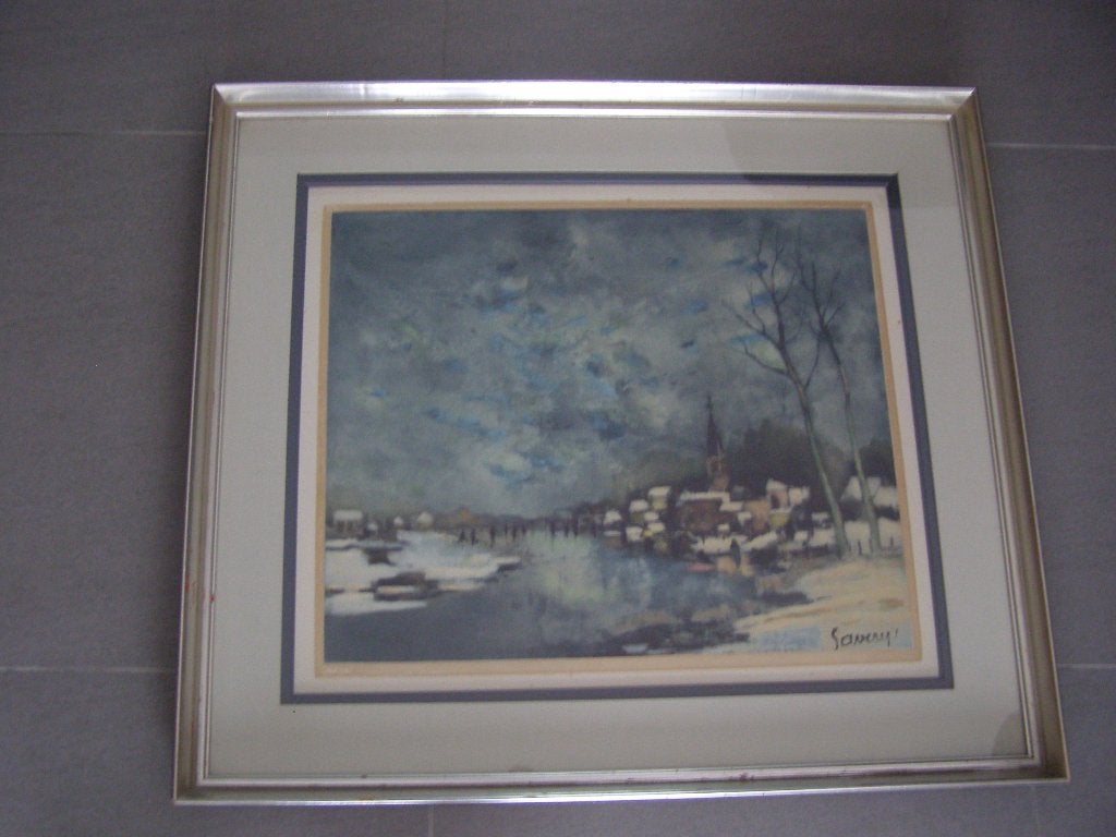 Saverys : blauw landschap, Antiek en Kunst, Kunst | Litho's en Zeefdrukken, Gelimiteerde oplage, Ophalen, Landschappen