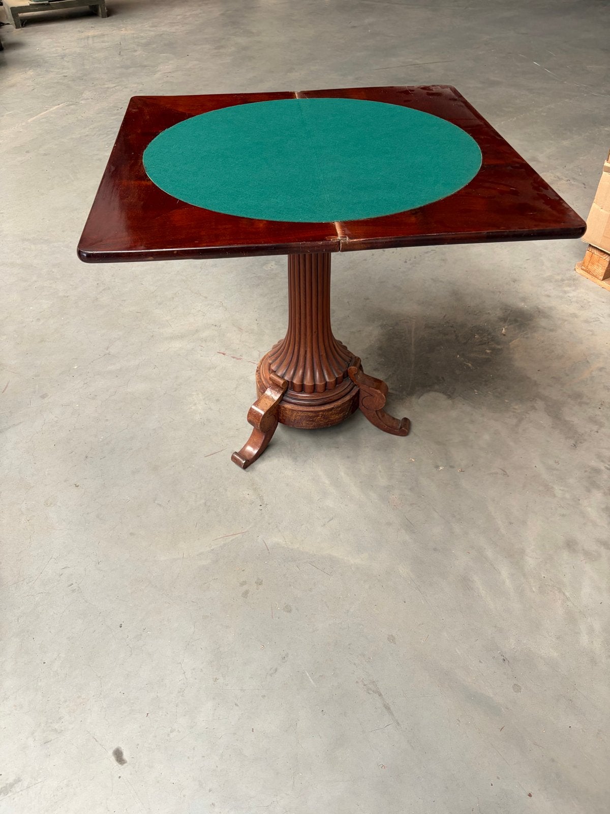 Antieke Mahonie Speeltafel met Groen Vilt, Antiek en Kunst, Ophalen of Verzenden