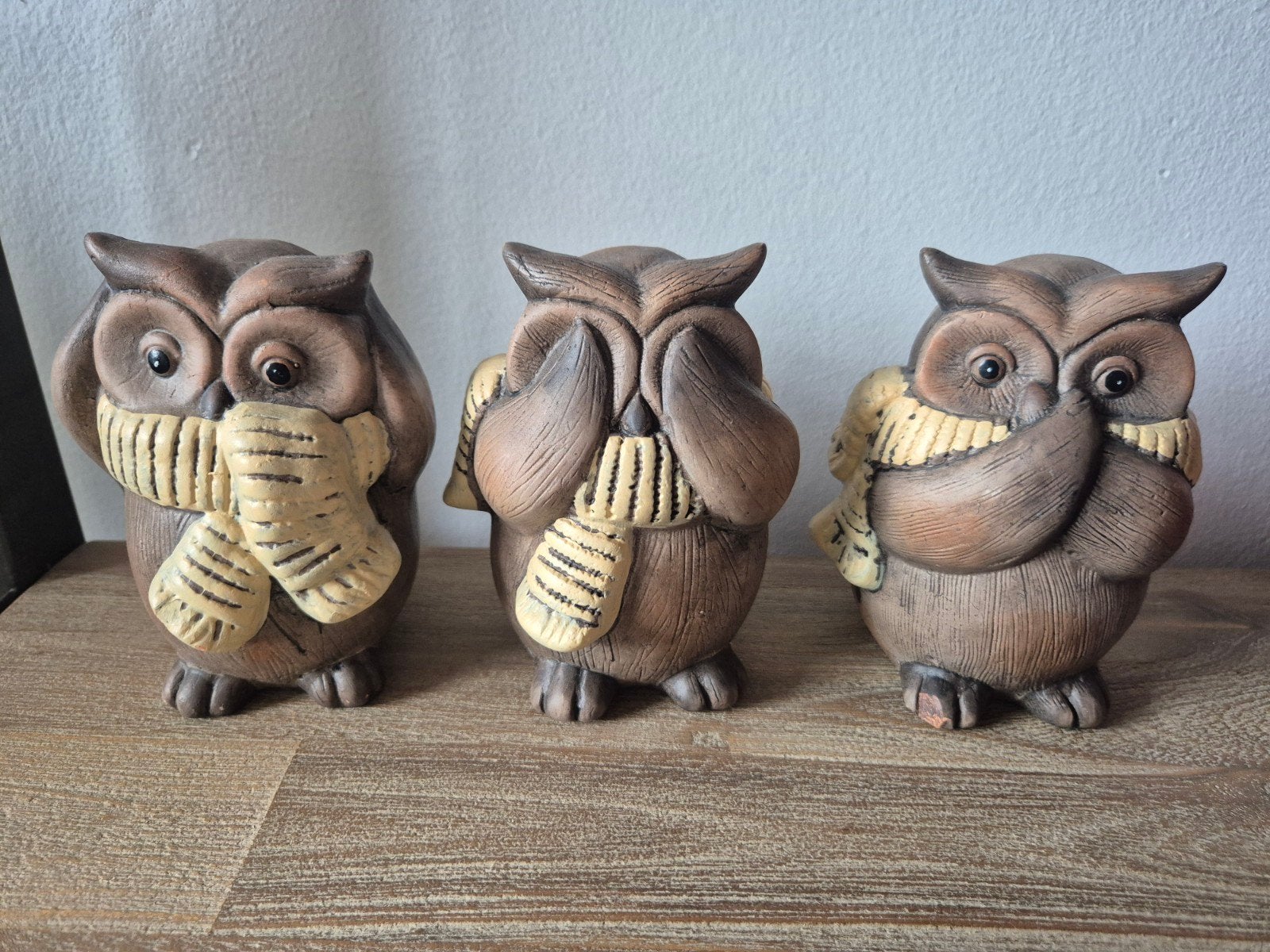 Set van 3 uilenbeeldjes - Horen, Zien en Zwijgen, Gebruikt, Ophalen of Verzenden, Landelijk, Bruin