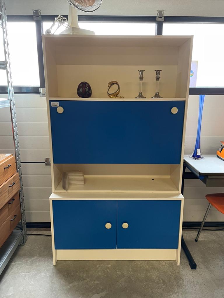Vintage Buffetkast Blauw/Wit - Retro Design, Huis en Inrichting, Kasten | Overige, Ophalen, Gebruikt