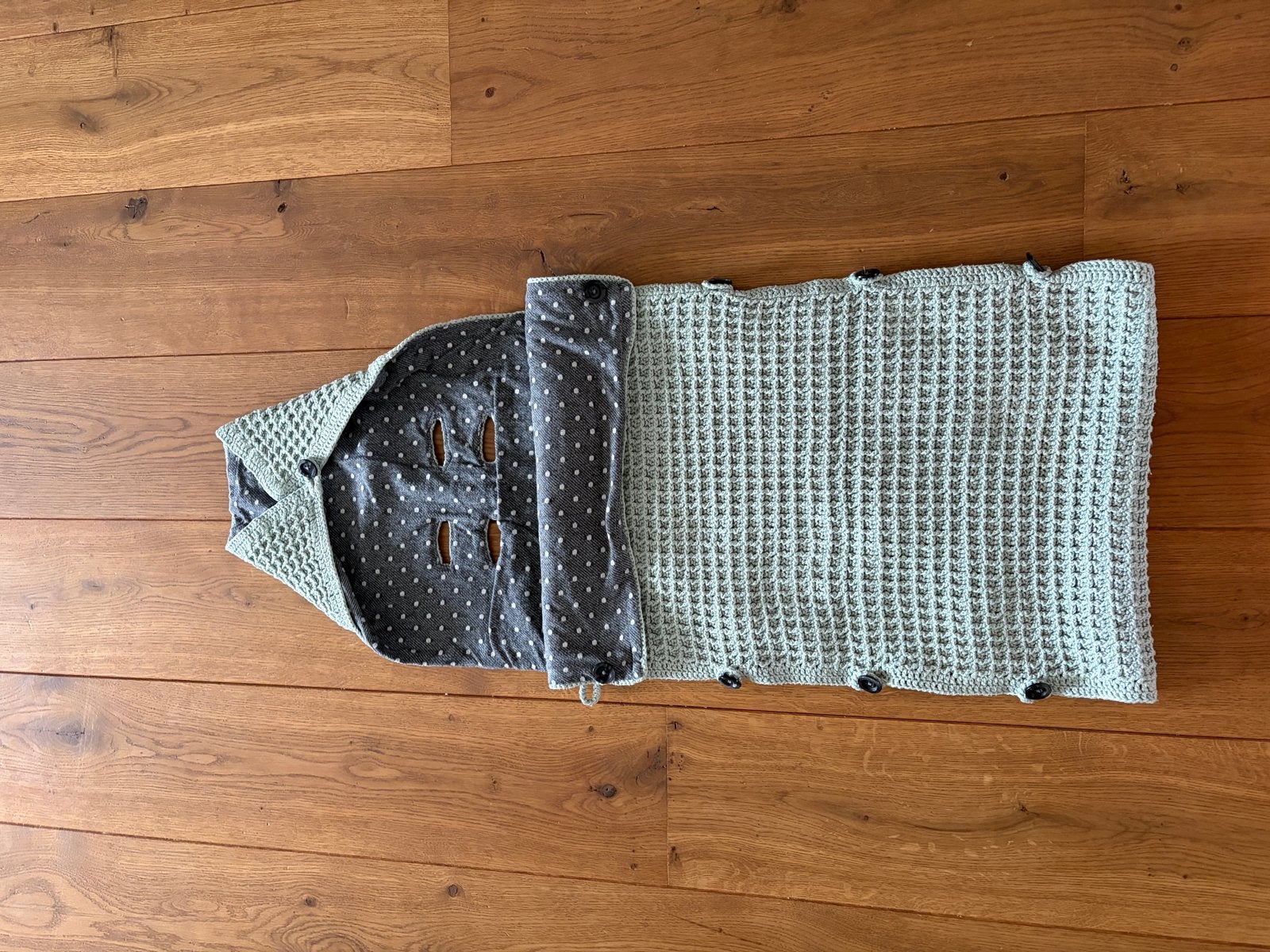 Lodger Wrapper deken/voetenzak wafelstof grijs met stippen, Wasbaar, Lodger, Ophalen of Verzenden, Zo goed als nieuw
