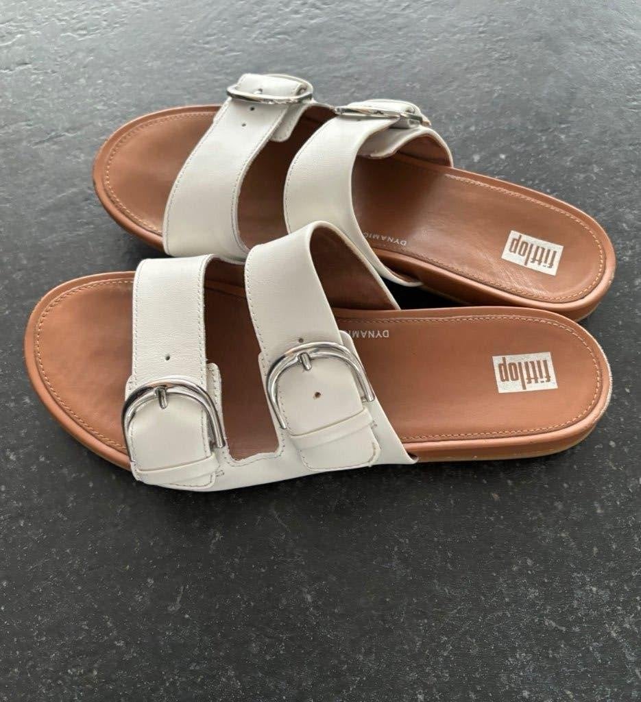 Fitflop slippers / slides wit maat 38, Kleding | Dames, Schoenen, Slippers, Verzenden, Wit, Zo goed als nieuw