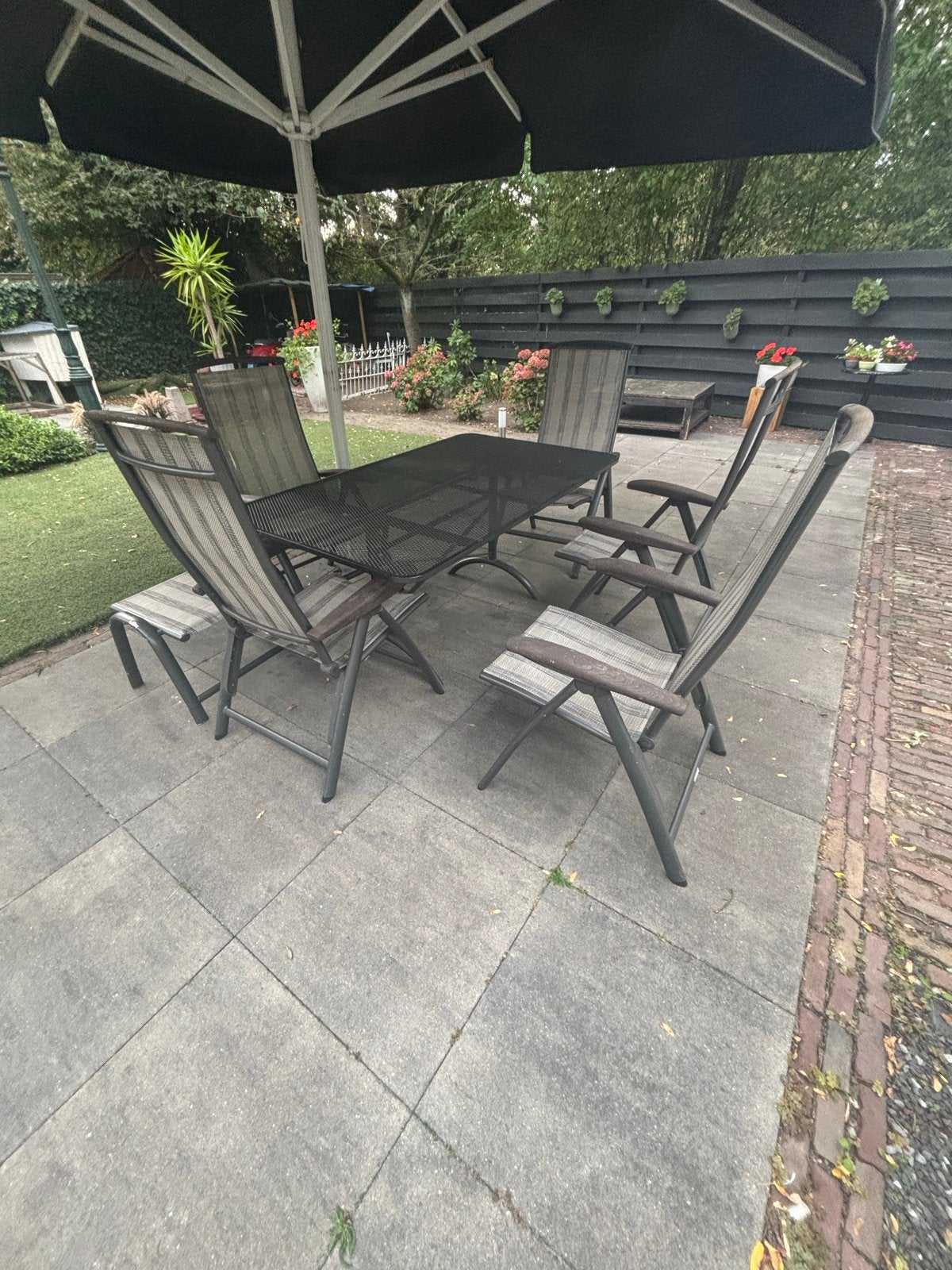 Tuinset met 5 stoelen en tafel - Gebruikt, Tuin en Terras, Ophalen, Gebruikt, Eettafel, Tuinset