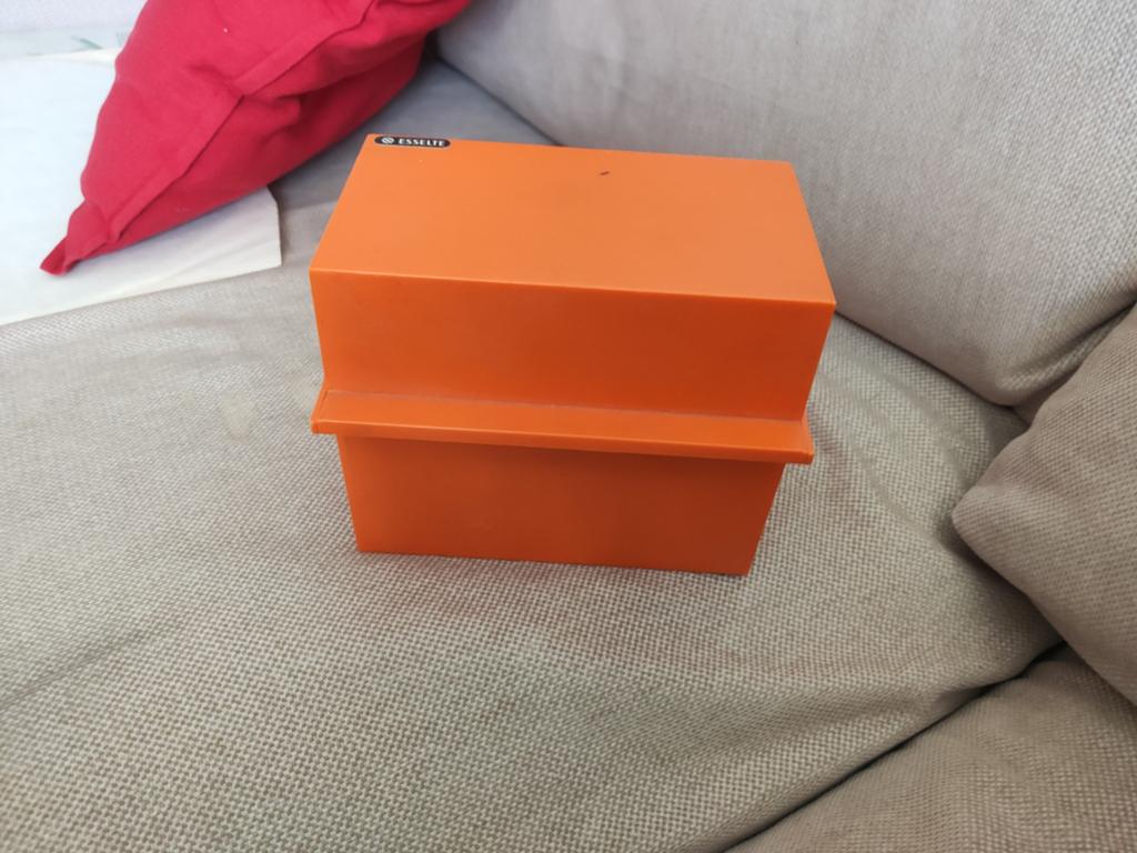 Vintage Esselte Cassette Opbergdoos Oranje, Ophalen of Verzenden, Gebruikt