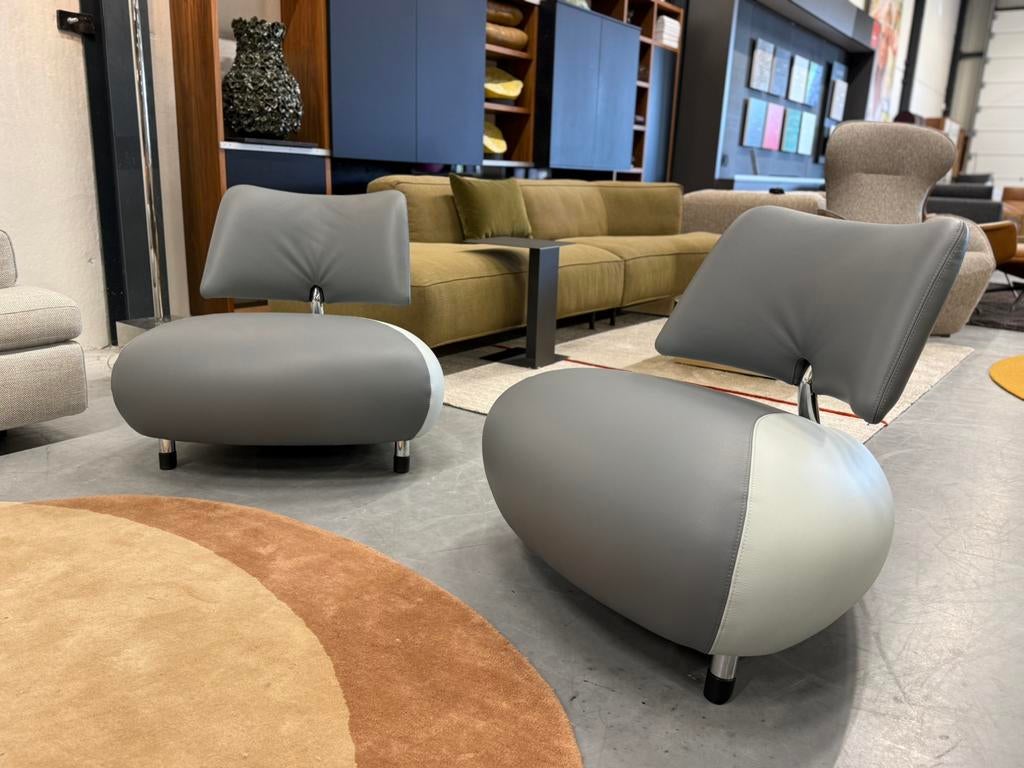 2 Nieuw Leolux PalloneFauteuil Grijs leer Design stoel, Huis en Inrichting, Fauteuils, Leolux, Nieuw, Ophalen of Verzenden, Pode Evidence