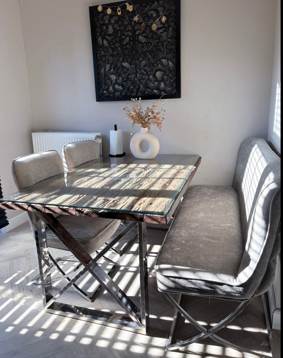 Eettafel set met eet bank, Huis en Inrichting, Ophalen, 200 cm of meer, 50 tot 100 cm, Zo goed als nieuw