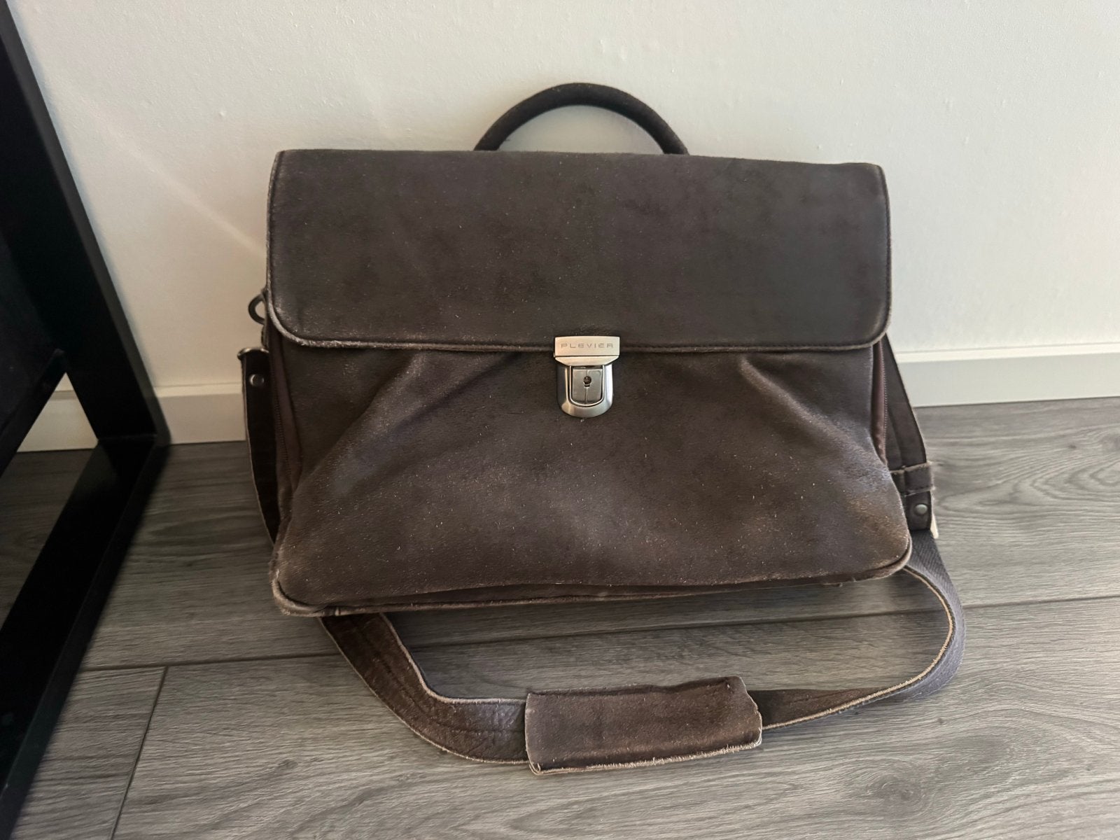 Plevier Leren Aktetas/Schoudertas - Bruin, Overige merken, Gebruikt, Bruin, Ophalen of Verzenden