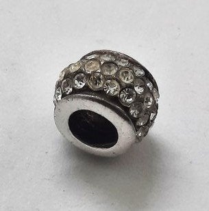 Prachtige zilveren Spacer kraal met fonkelende strass 925, Ophalen of Verzenden, Zo goed als nieuw, Zilver, Zilver