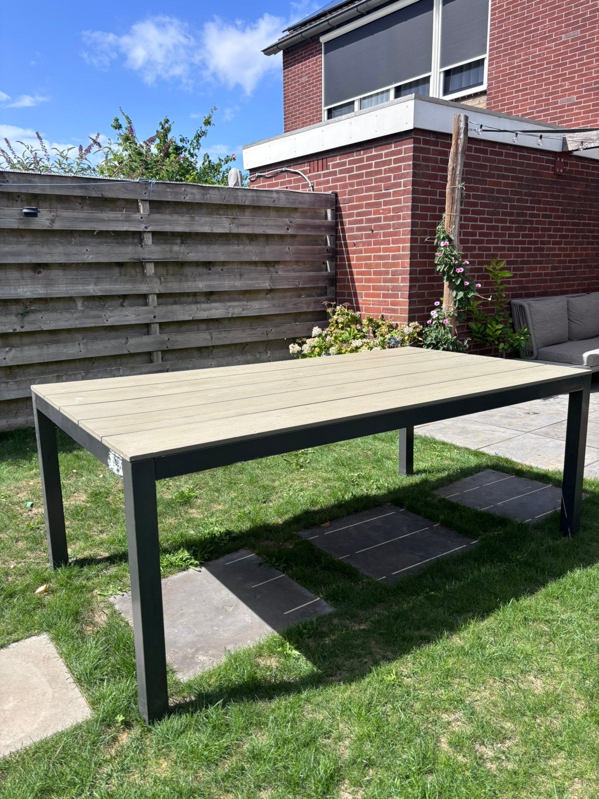 Tuintafel 2 meter bij 1,07 meter, Tuin en Terras, Tuintafels, Ophalen, Gebruikt, Rechthoekig, Hout