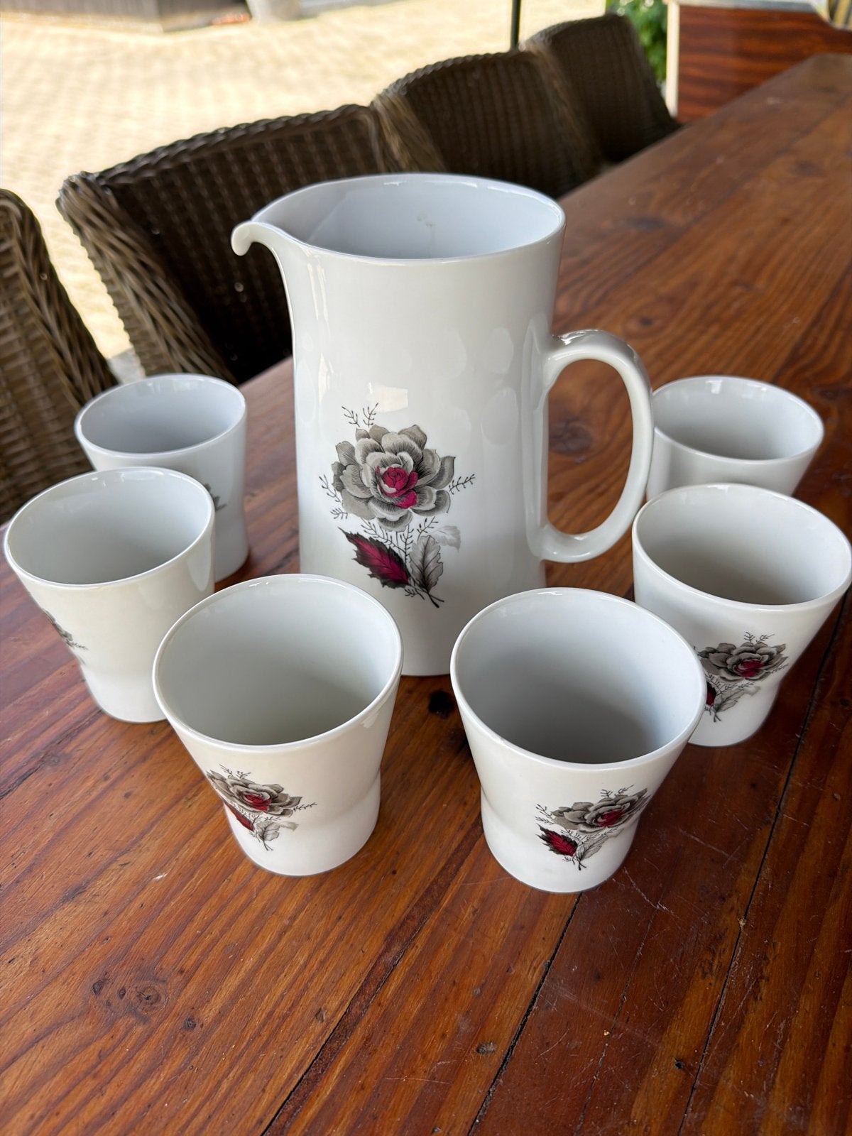 Mosa Maastricht Melkstel met zes bekers, vintage, Ophalen of Verzenden