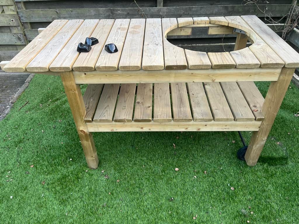 Bbq tafel voor oa kamado, egg, grizzly grills, Tuin en Terras, Buitenkeukens, Vrijstaand, Ophalen