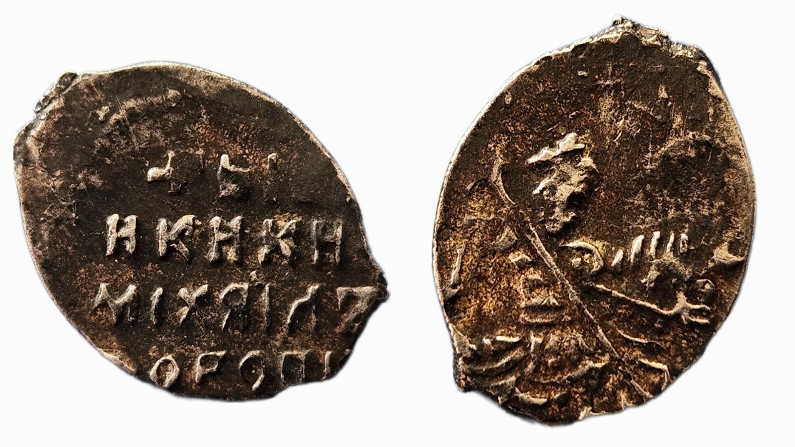 Mooie oude zilveren Russische munt, Kopeke 17e eeuw, Ophalen of Verzenden, Rusland, Losse munt, Zilver