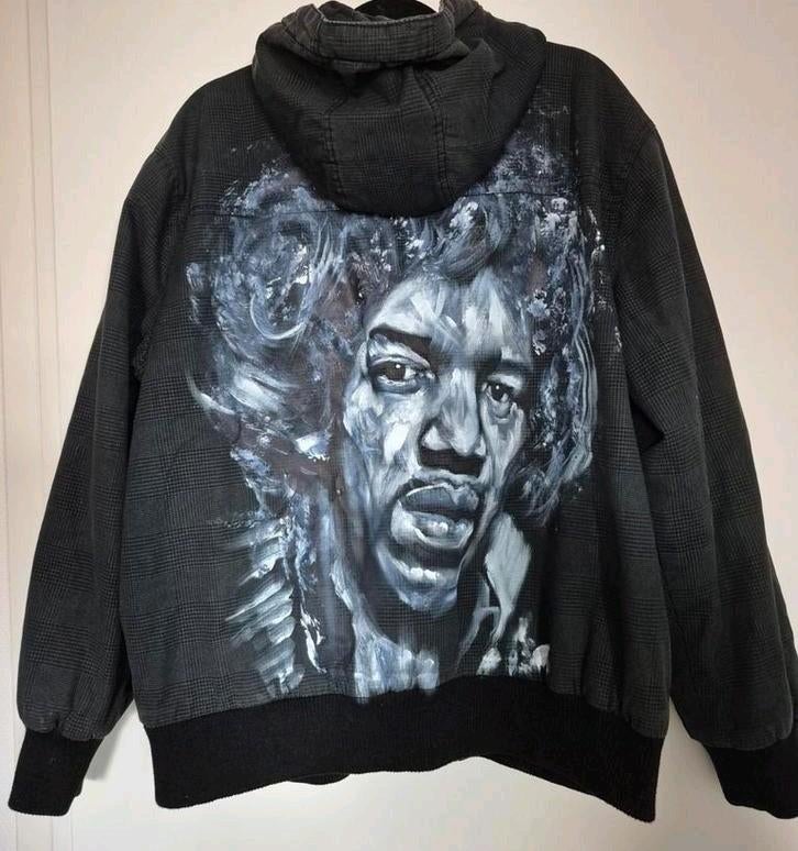 La Halle jas met Jimi Hendrix schildering door Javier Bernal, Ophalen, Overige maten, Zwart