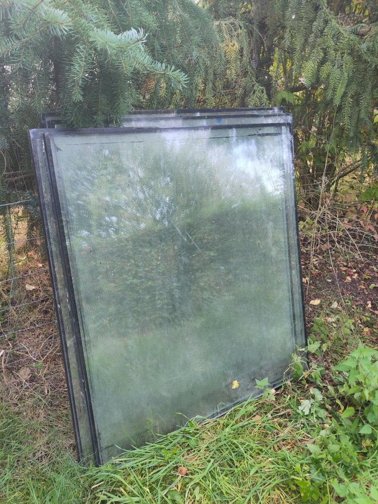 gratis - 3x dubbel glas (HR++) 1091 x 1091 mm, Ophalen, Gevelraam of Ruit, Gebruikt, 80 tot 120 cm