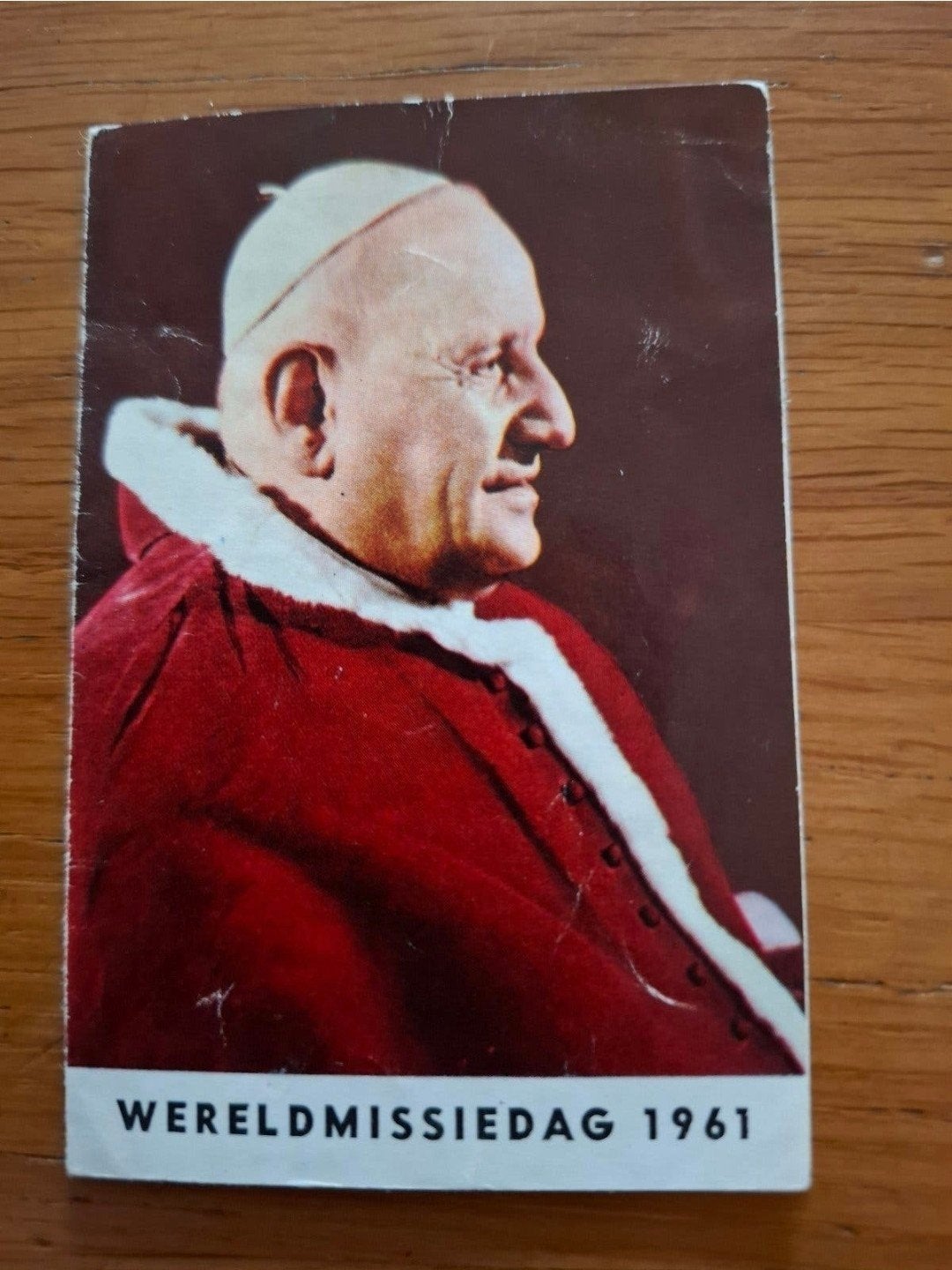 Religieus prentje Paus Johannes XXIII - Wereldmissiedag 1961, Verzamelen, Ophalen of Verzenden