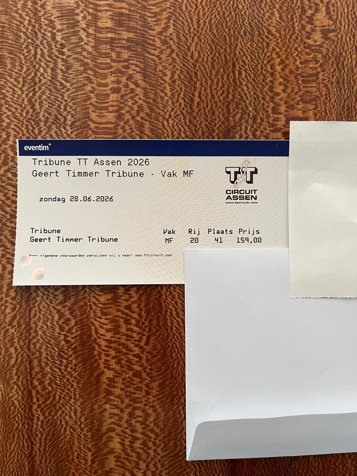 Kaart Geert Timmer Tribune TT Assen, Eén persoon