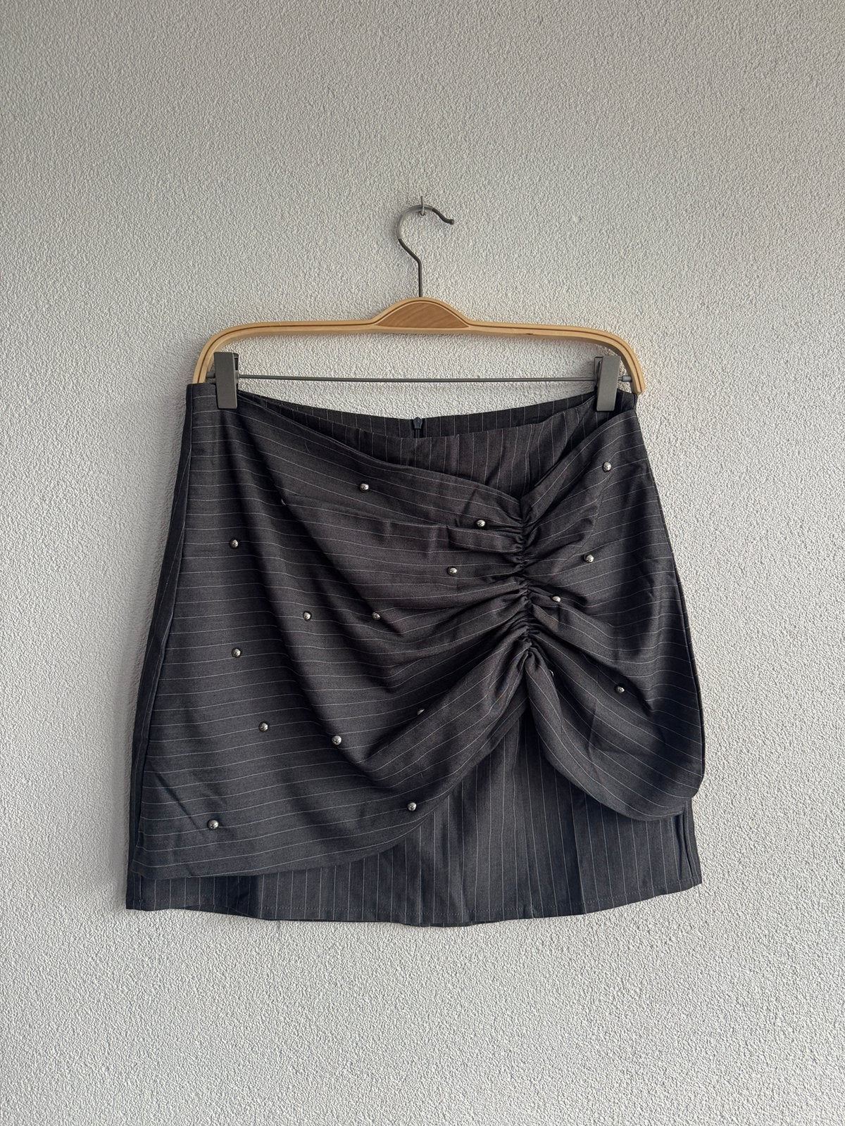 Shoeby grijze gestreepte rok met studs, Shoeby, Maat 42/44 (L), Ophalen of Verzenden, Zo goed als nieuw